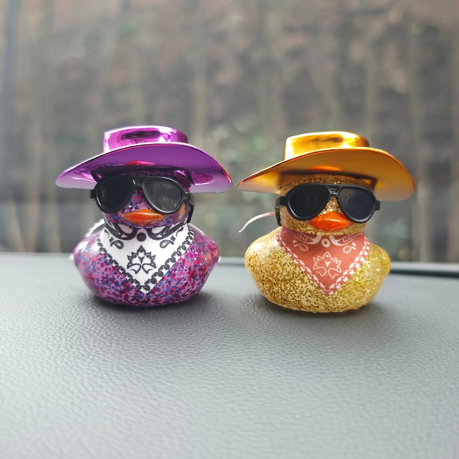 1 مجموعة قبعة رعاة البقر بطة سيارة الديكور سيارة بطة ملحقات للتزيين بطة مطاطية