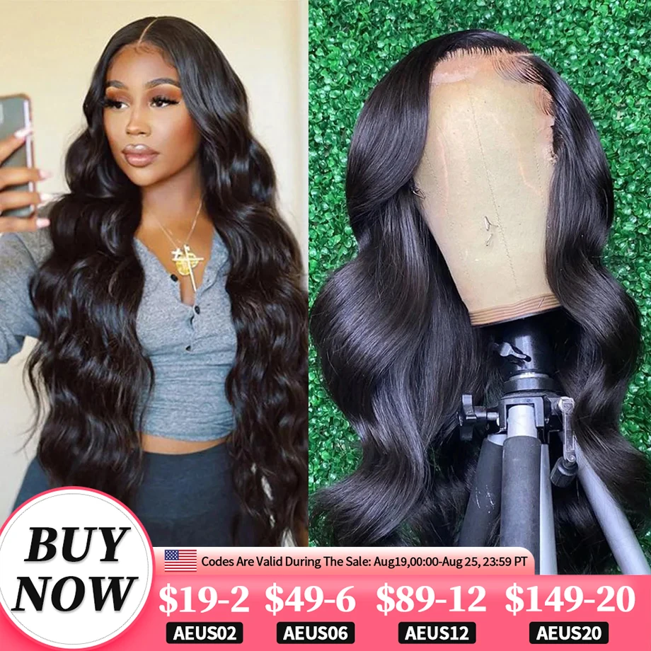 Body Wave HD Transparent 13x6 Lace Front Human Hair Wigs 30 38 Inch 13x4 Lace Frontal Wig For Women Raw Indian Wavy Closure Wig