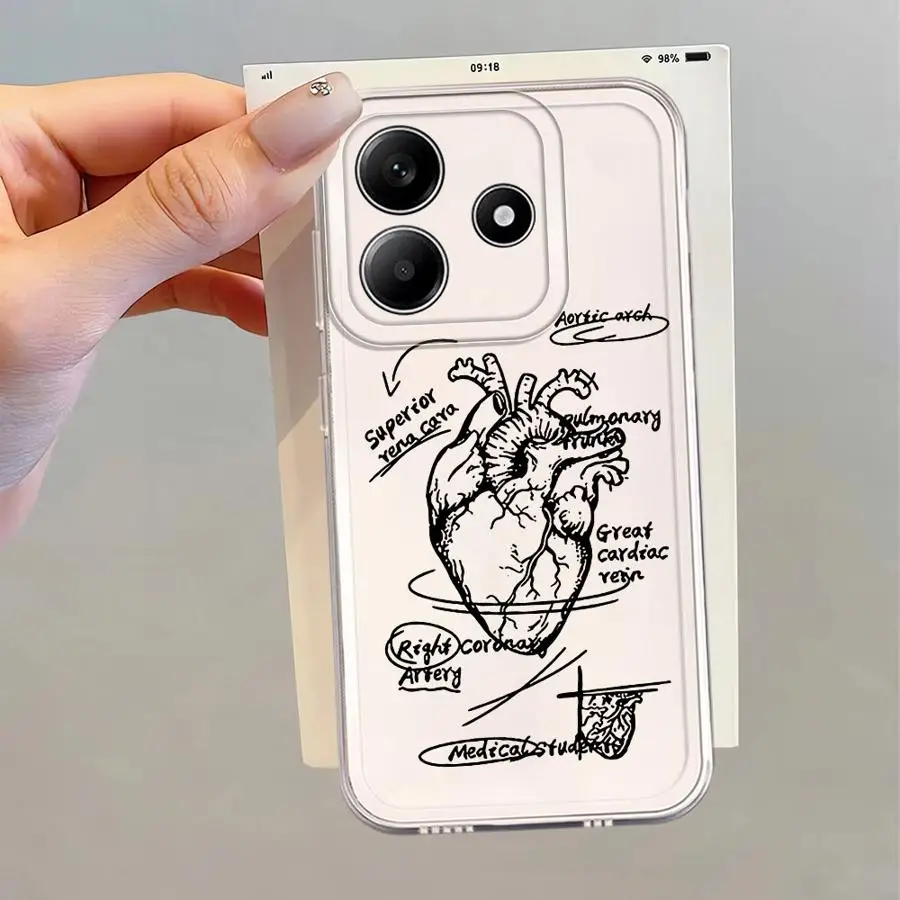 حافظة لهاتف Xiaomi Redmi Note 12 13C 9 9S 12S 10S 14 Pro Plus 13 11S 11 14C A4 نمط قلب الخط #3