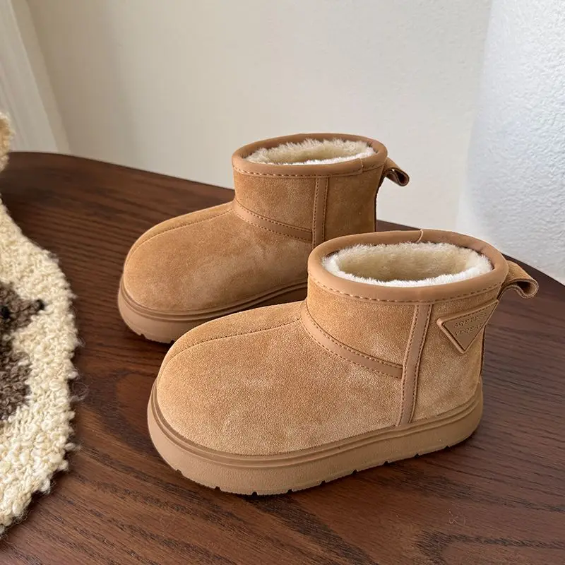 

Детские зимние зимние ботинки, новинка 2026, теплые нескользящие зимние ботинки на толстой подкладке для мальчиков и девочек, обувь для холодной погоды