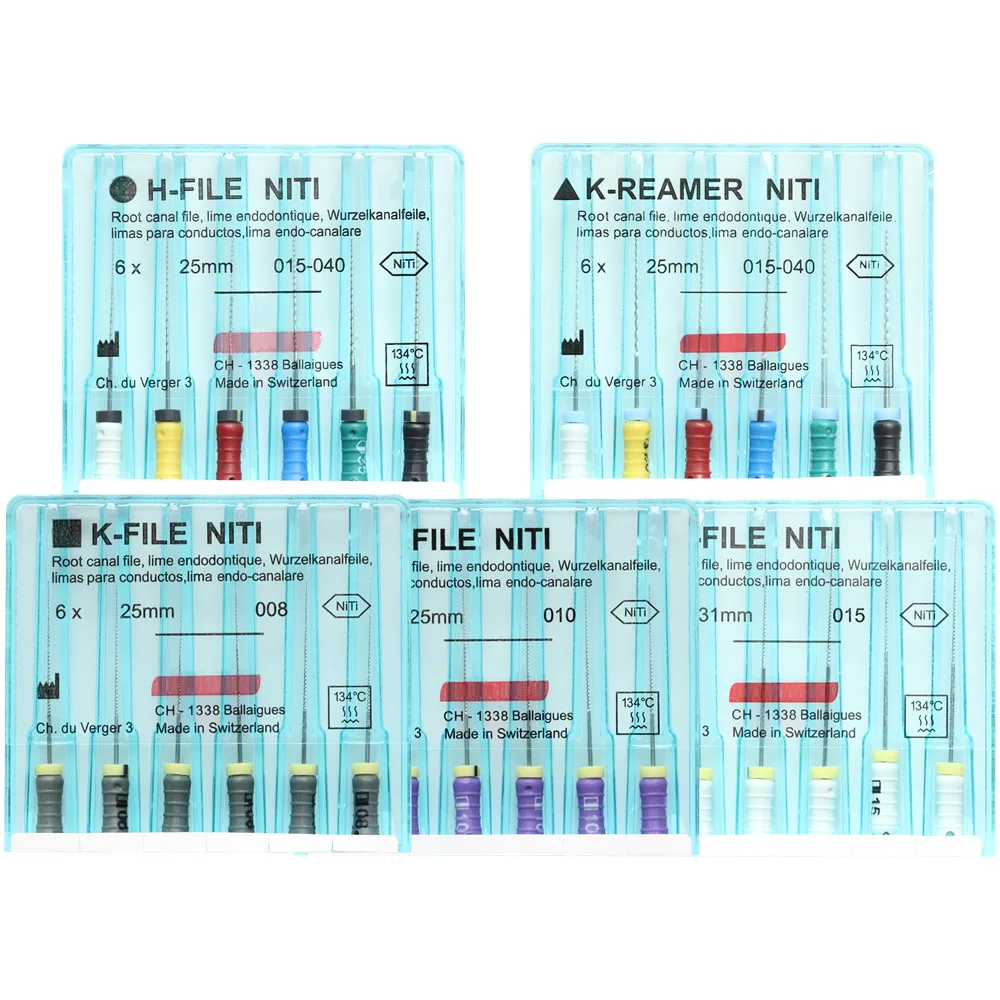5 Packs Dental K-FILE / K-REAMER / H-FILE NiTi Flexible Endo Root Canal K Files Hand Use Endodontic Nickel Titanium Dentitstry