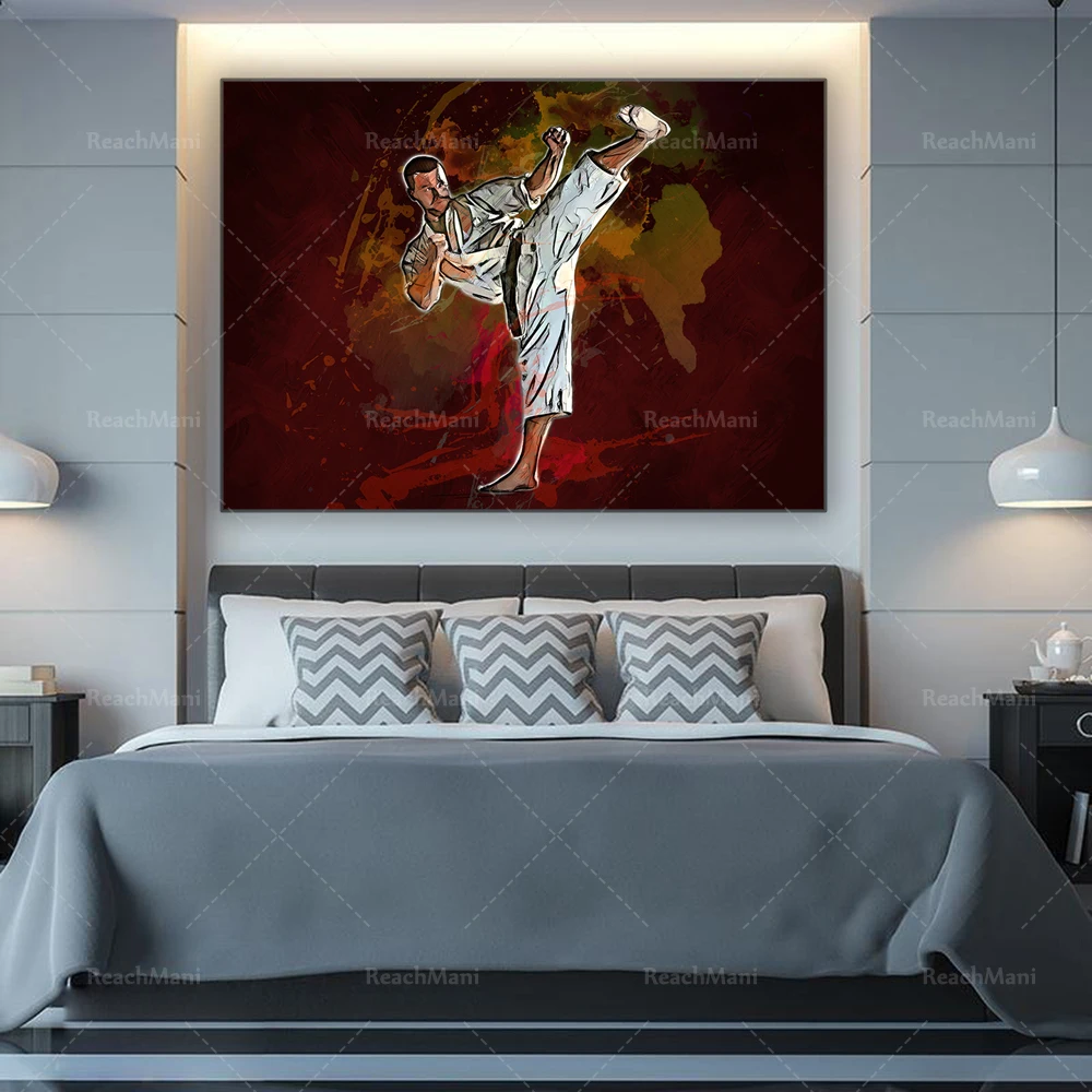 Martial Arts Canvas, Kick Posters, Inspirational Wall Art Martial Arts Room Decor, Martial Arts Gifts, Karate Canvas Print