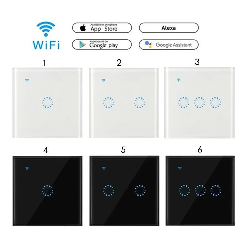 Ewelink/Tuya Smart Switch 1/2/3/4/5/6 Gang US WIFI Switch,AC90-250V EU WIFI Light Switch,Support Alexa Google Voice Contro