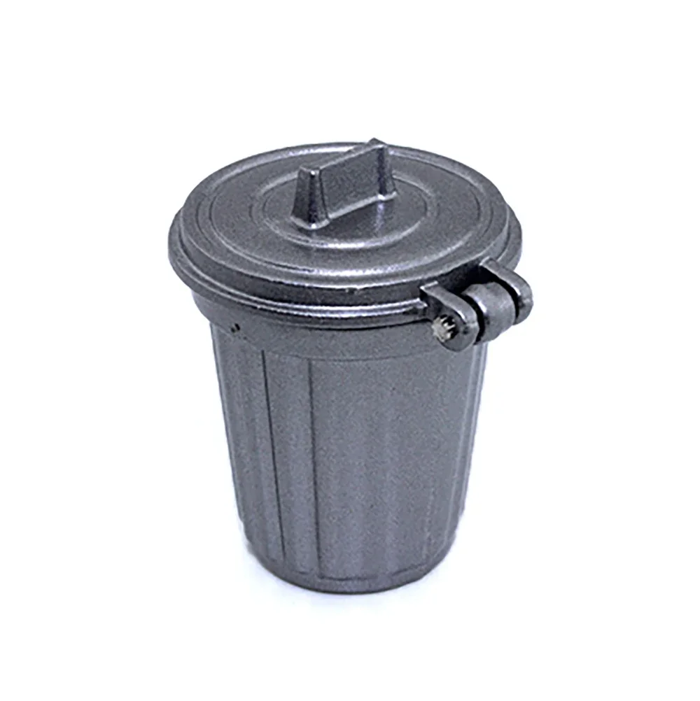 1/12 Doll House Miniature Metal Trash Can Simulation Furniture Garbage Can Model Toys for Mini Decoration Dollhouse Accessories