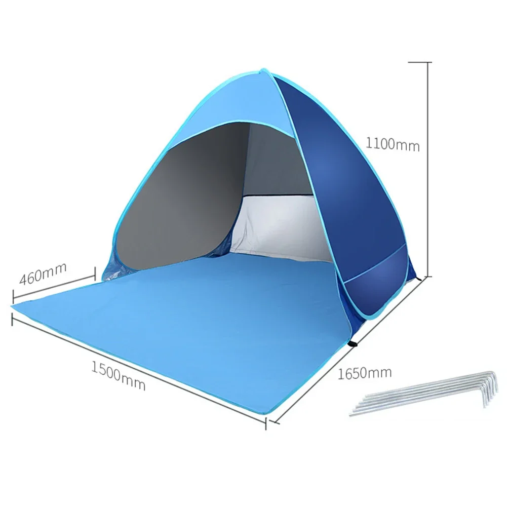 Tenda de praia instantânea automática, sombra de praia ao ar livre, abrigo solar, dossel, acampamento ao ar livre, caminhadas, equipamentos de pesca, 165x150x110cm