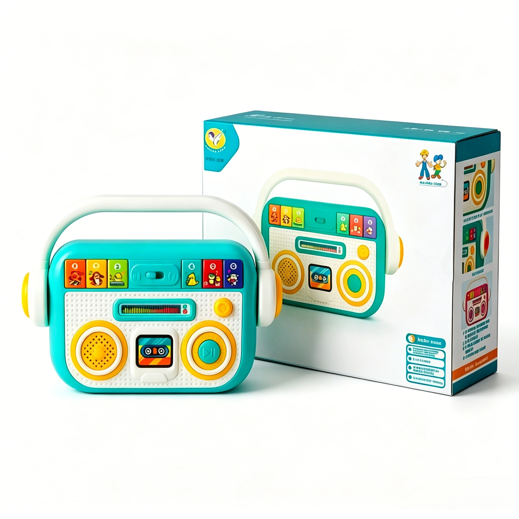 Kids Education Story - เครื่องเล่นนิทานการ์ตูนสีเขียว 1 ชิ้น, เครื่องเล่นเสียงและแสงสำหรับการศึกษาปฐมวัย, ของเล่นดนตรีแบบอินเทอร์แอคทีฟ, ของขวัญที่เหมาะสำหรับเด็ก
