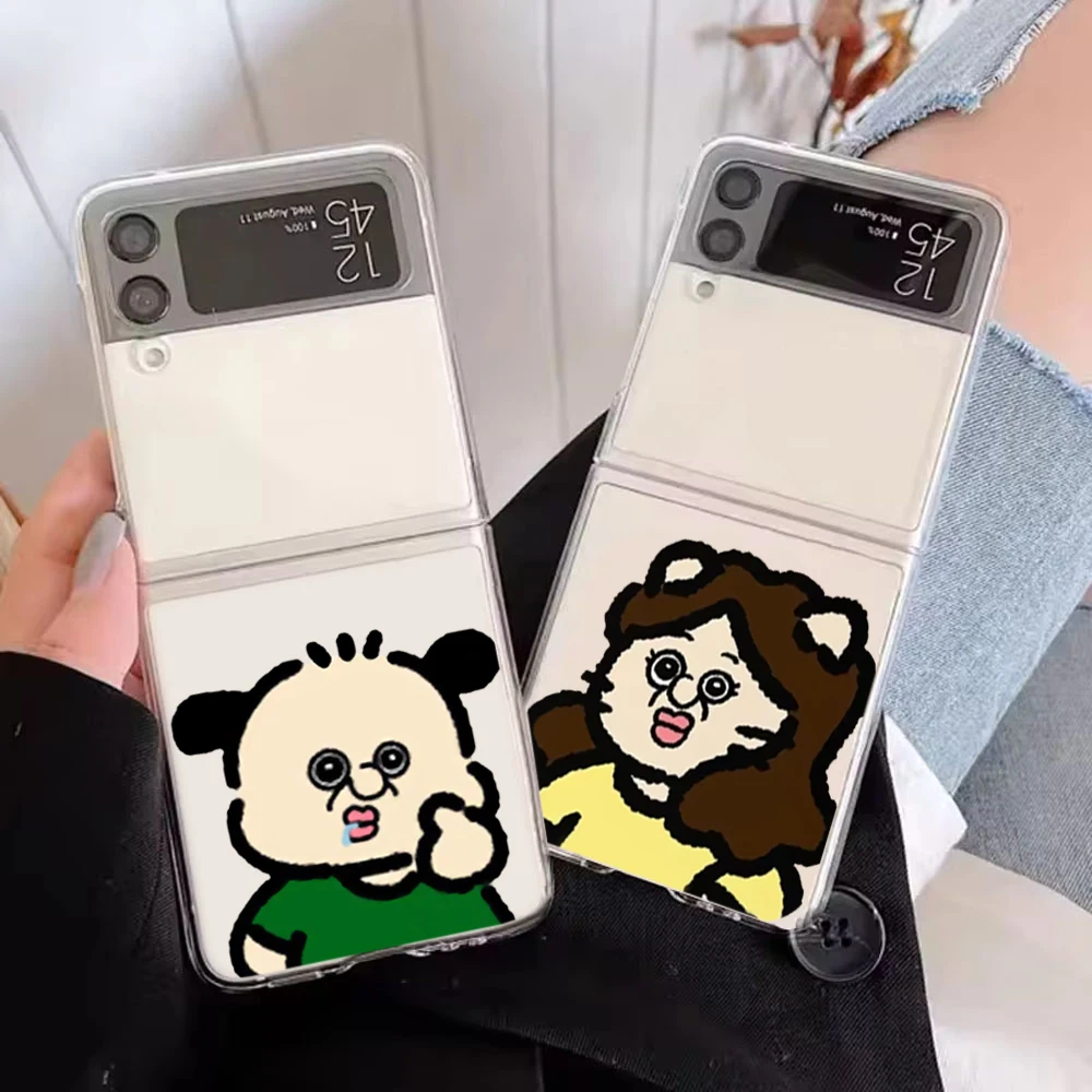 مضحك الكرتون بانغ بانغ تانغ تانغ زوجين قضية الهاتف لسامسونج غالاكسي Z فليب 6 Z فليب 5 الغطاء الصلب لسامسونج Z فليب 4 Z فليب 3 7