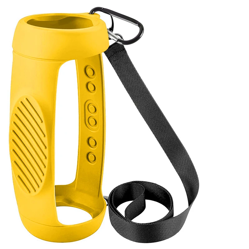 

for JBL Charge 5 Silicone Cover Bluetooth-compatible Speaker Carrying Case with Shoulder Strap and Carabiner Red Orange Yellow