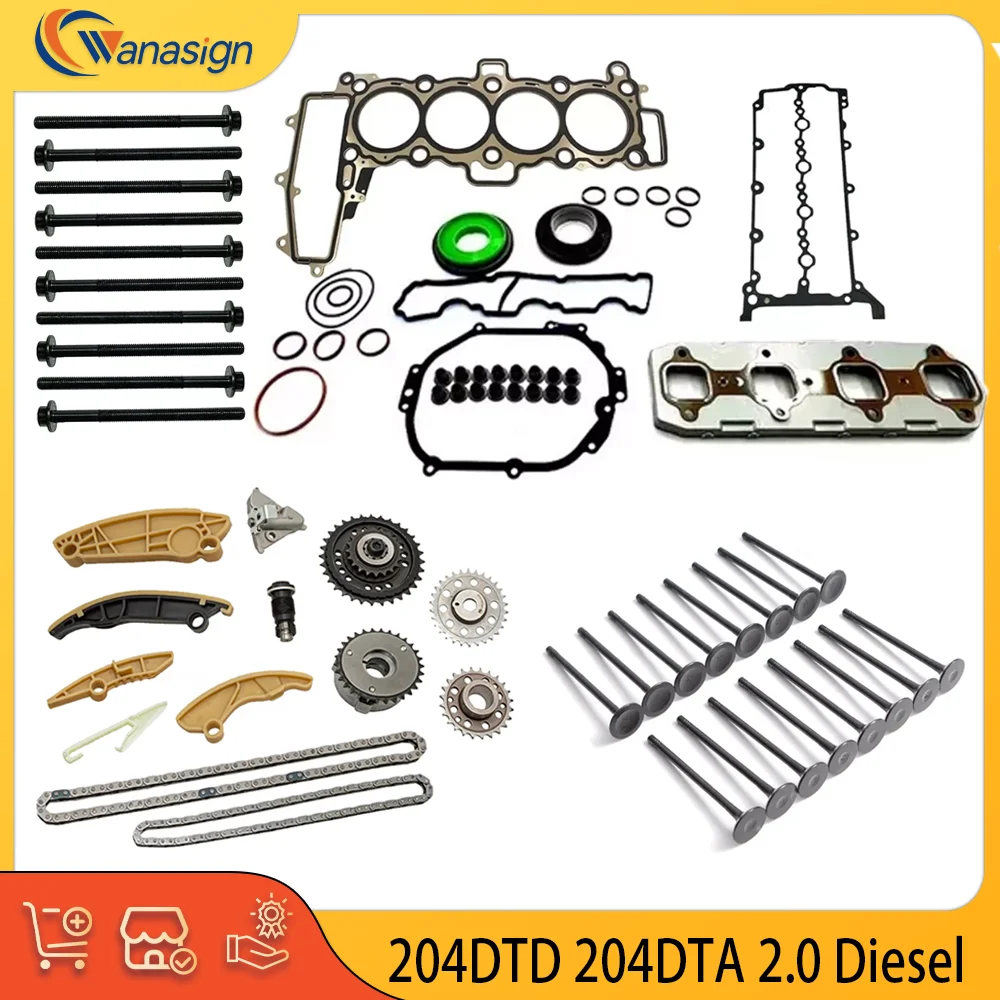 Engine Rebuild Gasket And Timing Chain Kit for 2.0T L Diesel AJ200 Land Rover Range Rover Discovery Sport Jaguar 204DTA 204DTD