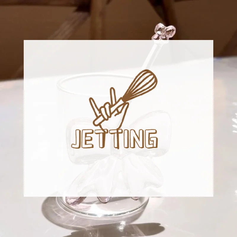NEW Pink Bow Glass Coffee Spoon, Long-handled Dessert/milk Tea Stirring Spoon, Heat-resistant Teaspoon, Household Kitchen Tool.
