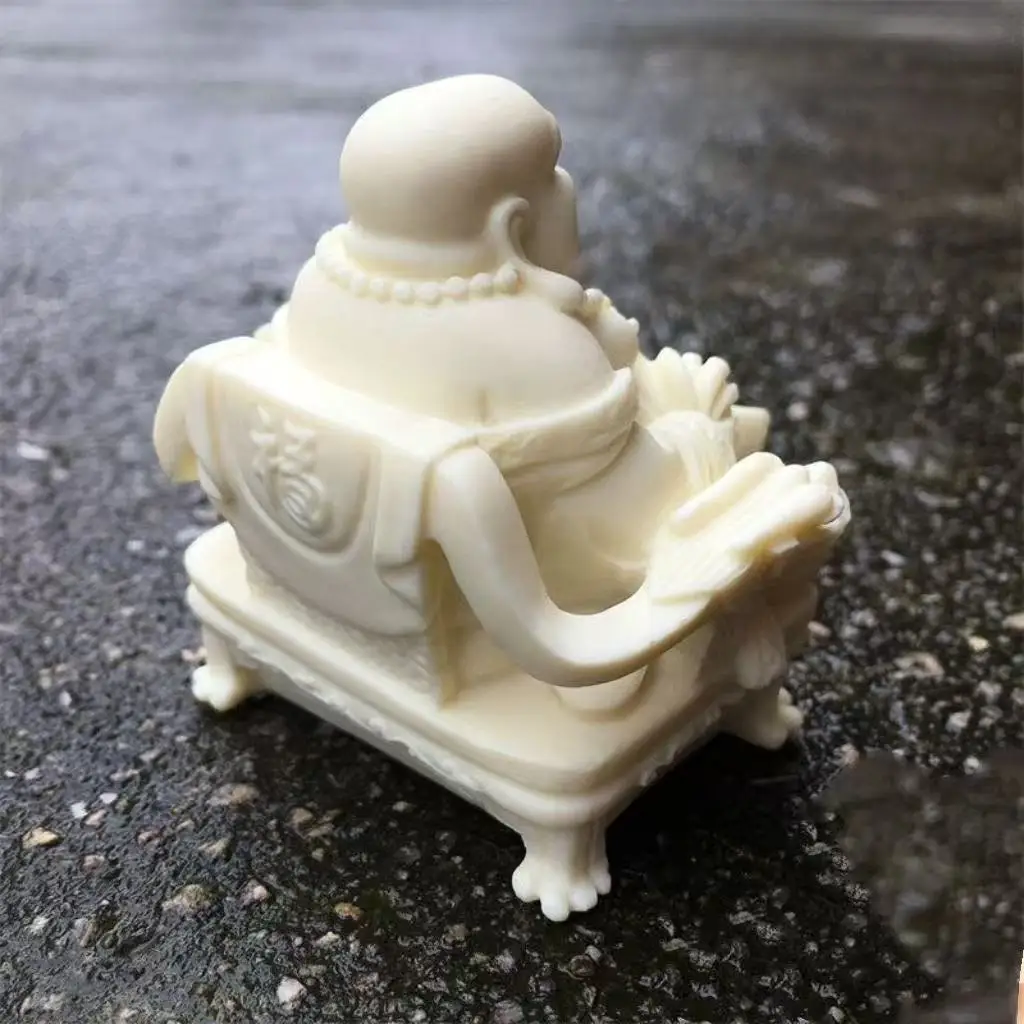 White Laughing Buddha Statue, Resin Money Buddha Figurine, Feng Shui Wealth Decor Home Office Desk, Chinese Lucky Charm Ornament