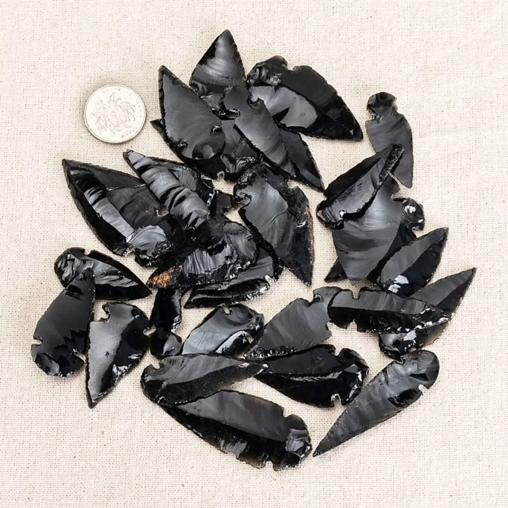 1PCS Black Natural Obsidian Arrow Energy Stone Gemstone Black Crystal Pendant DIY Material Reiki Healing Lucky Charm Gift