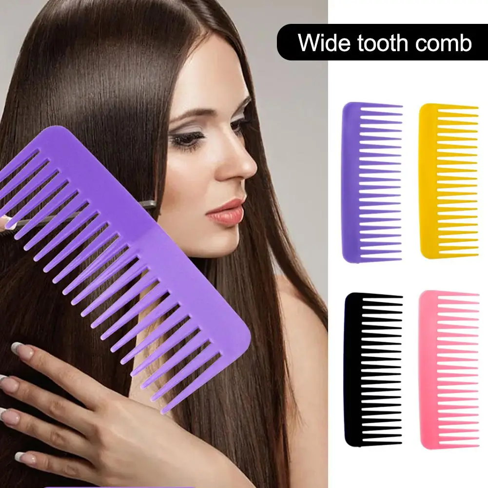 Hair Rectangular Plastic Wide Tooth Comb Handle Massage Comb Thick Long Hair For Home Use Detangling Hair Comb