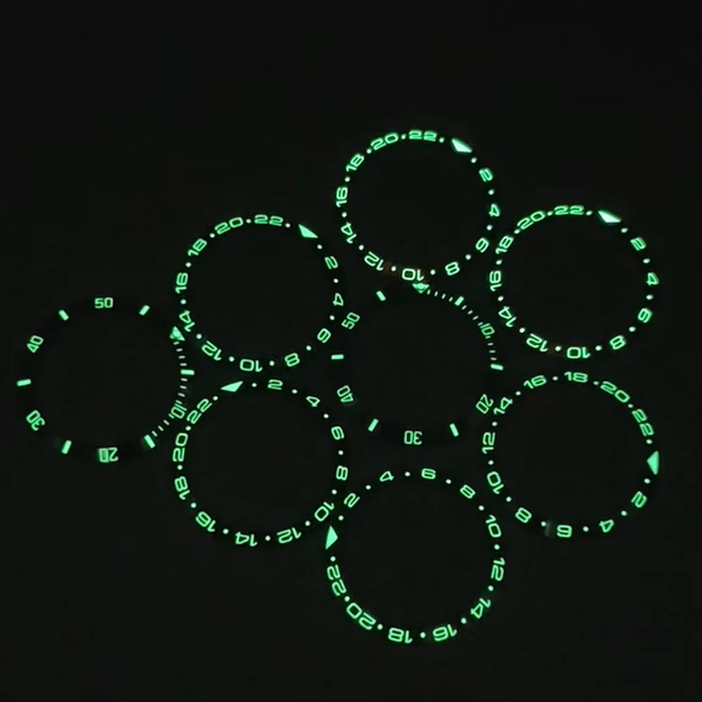 BLIGER New Small 35.4mm x 29mm Slope Lume Bezel Insert Green C3 Luminous fit 38mm Blue Red Black Watch Case Watch Parts