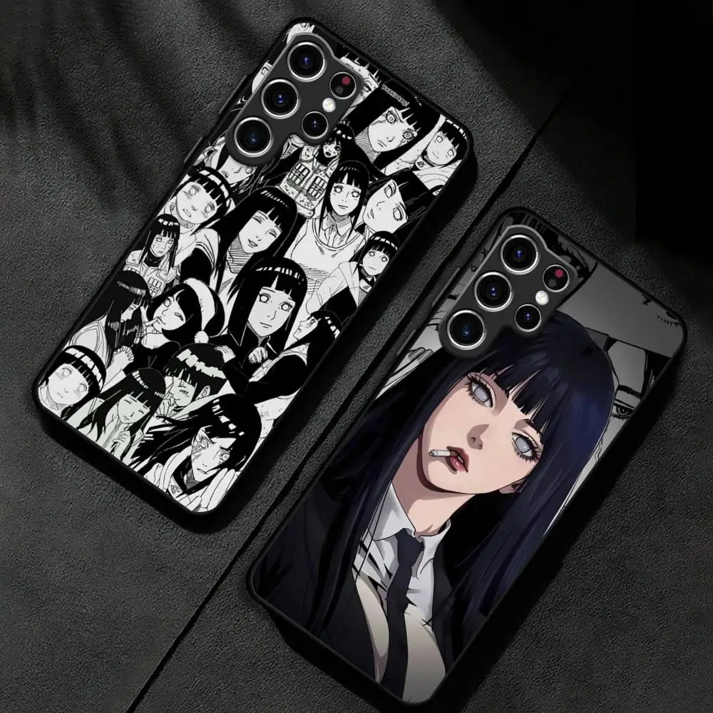 Moda n-narutos hyuuga hinata caso de telefone para samsung galaxy s25 s24 s23 s22 s21 s20 plus ultra note20 preto macio