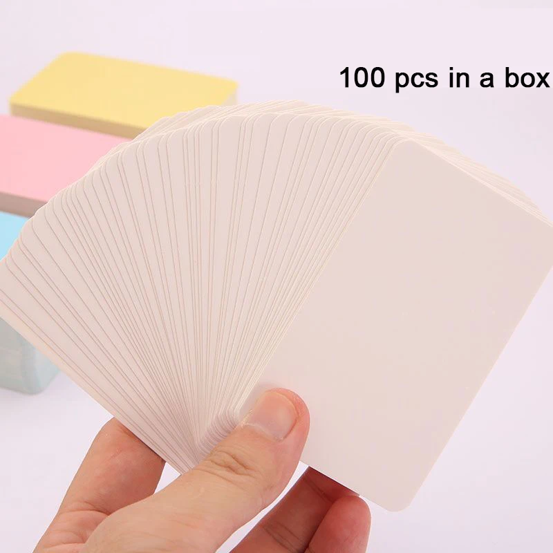 200Pcs Blank Color Small Cards Diy Solid Color Kraft Word Card Black Mini Cardboard Postcard Handwritten Menu Notecard