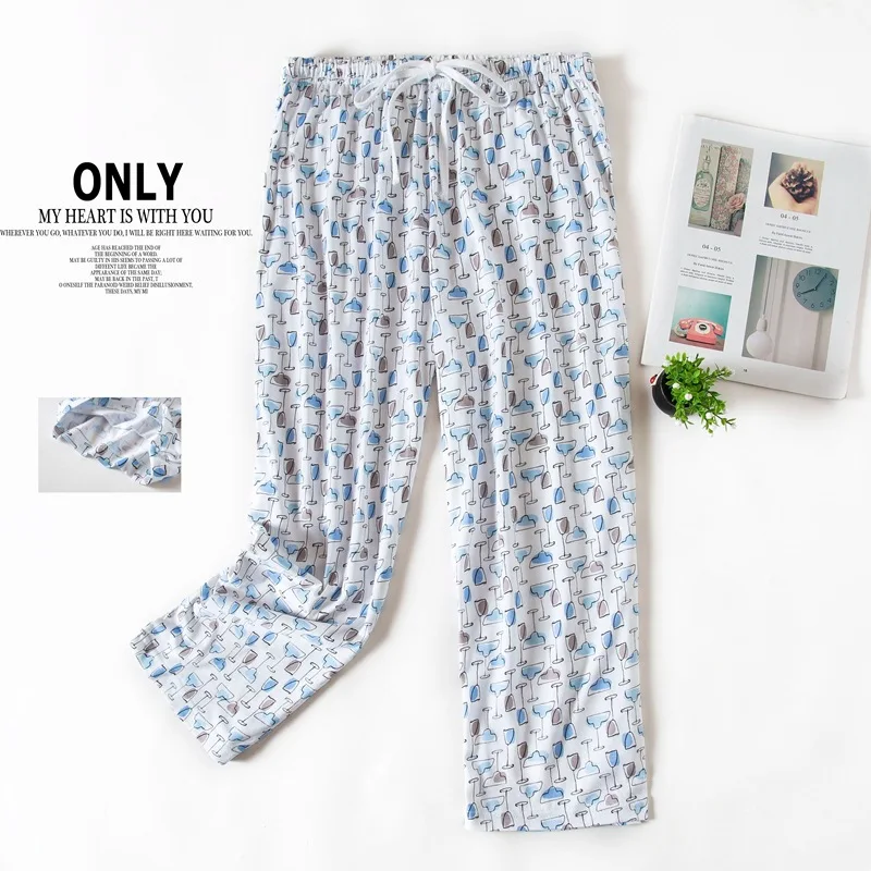 2024 Summer Women Soft Cotton Sleep Bottoms Female Casual Loosen Night Pants Ladies Cartoon Calf-length Pants Plus Size Pantalon