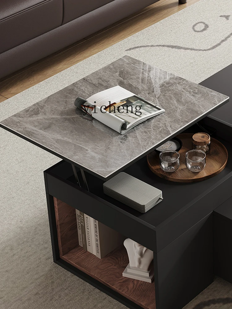 TQH minimalist rock slab lifting coffee table rectangular new modern home living room multi-functional storage table