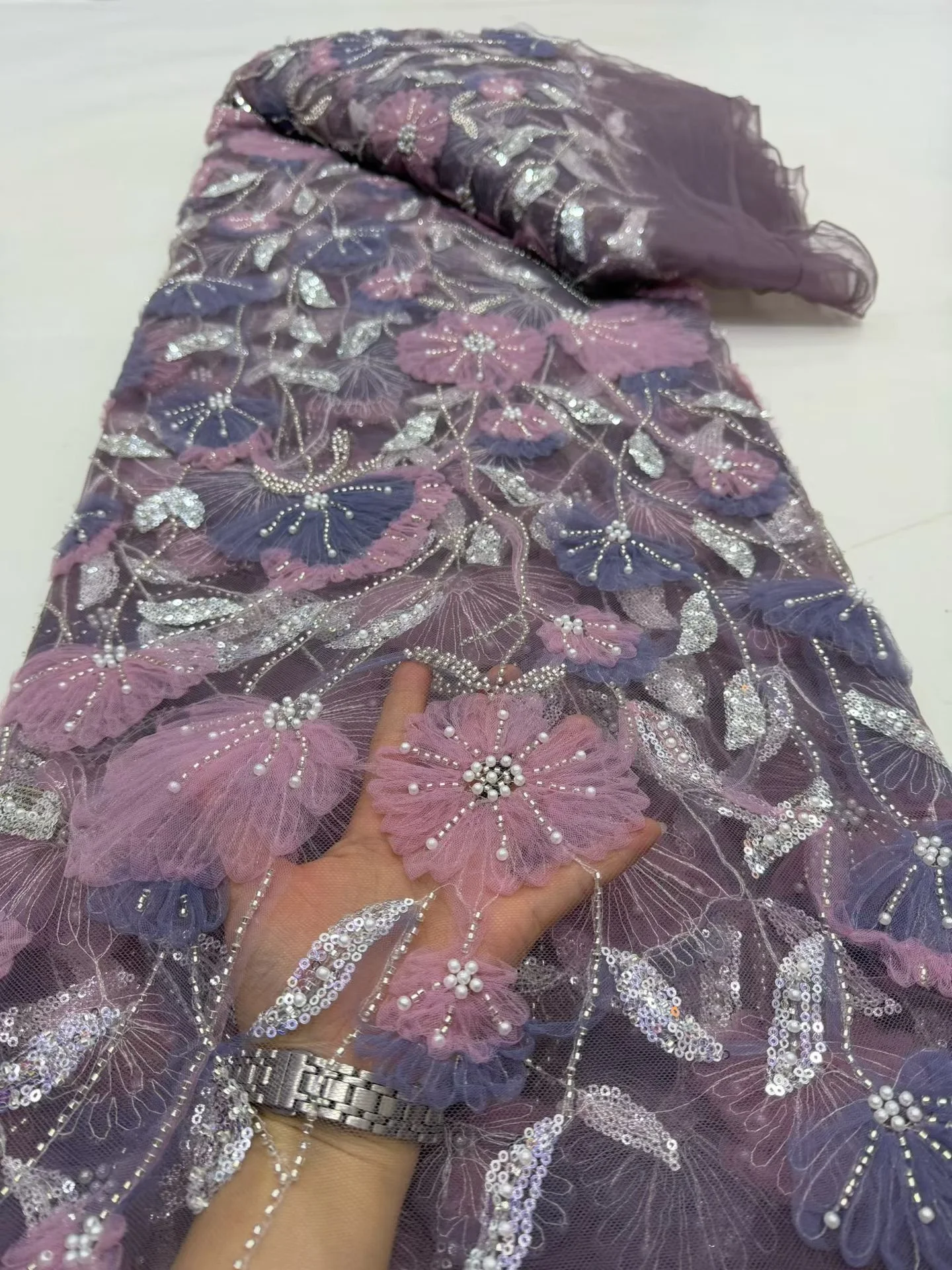 

Hot Selling White Guipure Cord Lace Fabric 2026 High Quality Lace Material Bridal For Nigerian Wedding Dress DP0513