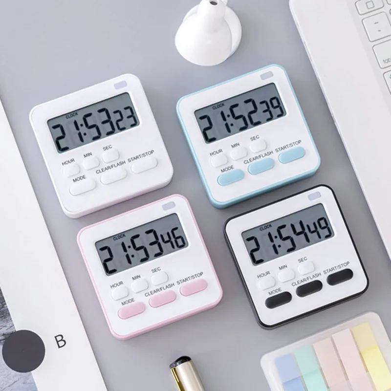 1pc Digital Screen Kitchen,Study ,Reading Timer Large Digital Timer Square Count Up Countdown Alarm Clock Sleep Stopwatch Clock