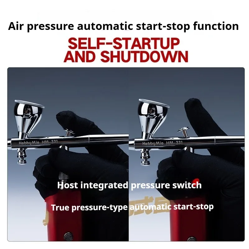 HOBBY MIO HM-02 PRO Portable Air Compressor Airbrush Kit Rechargeable Auto-stop Pump for Gunpla Model Painting Nail Art Cake DIY