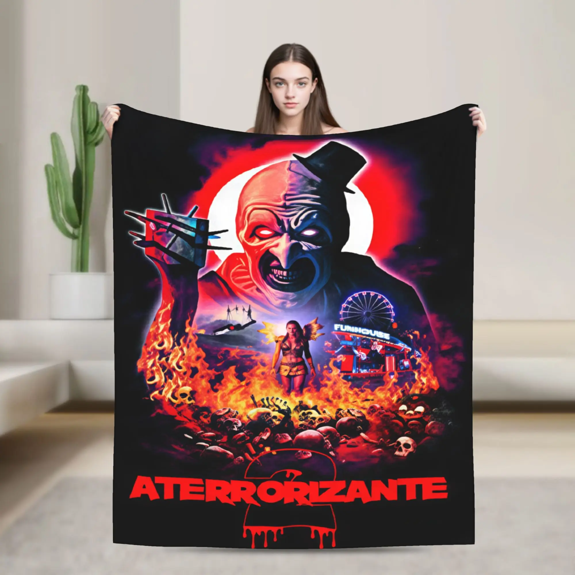 Terrifier 4 Halloween Super Soft Blanket Horron Boy Girl Plush Throw Blanket Fashion Outdoor Flannel Bedspread Sofa Bed Cover