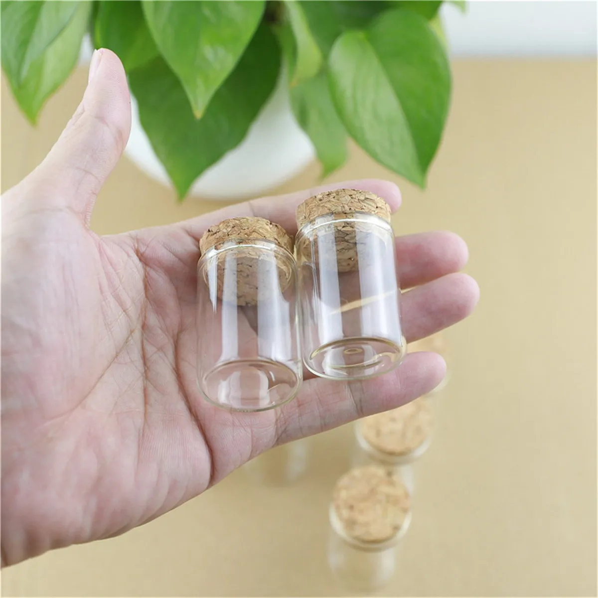20/30/100 PCS 15ml Straight Mouth Glass Bottles Cork Multi-Use Mini Vials Beach Weddings Spice Display Romantic Decor DIY Gifts