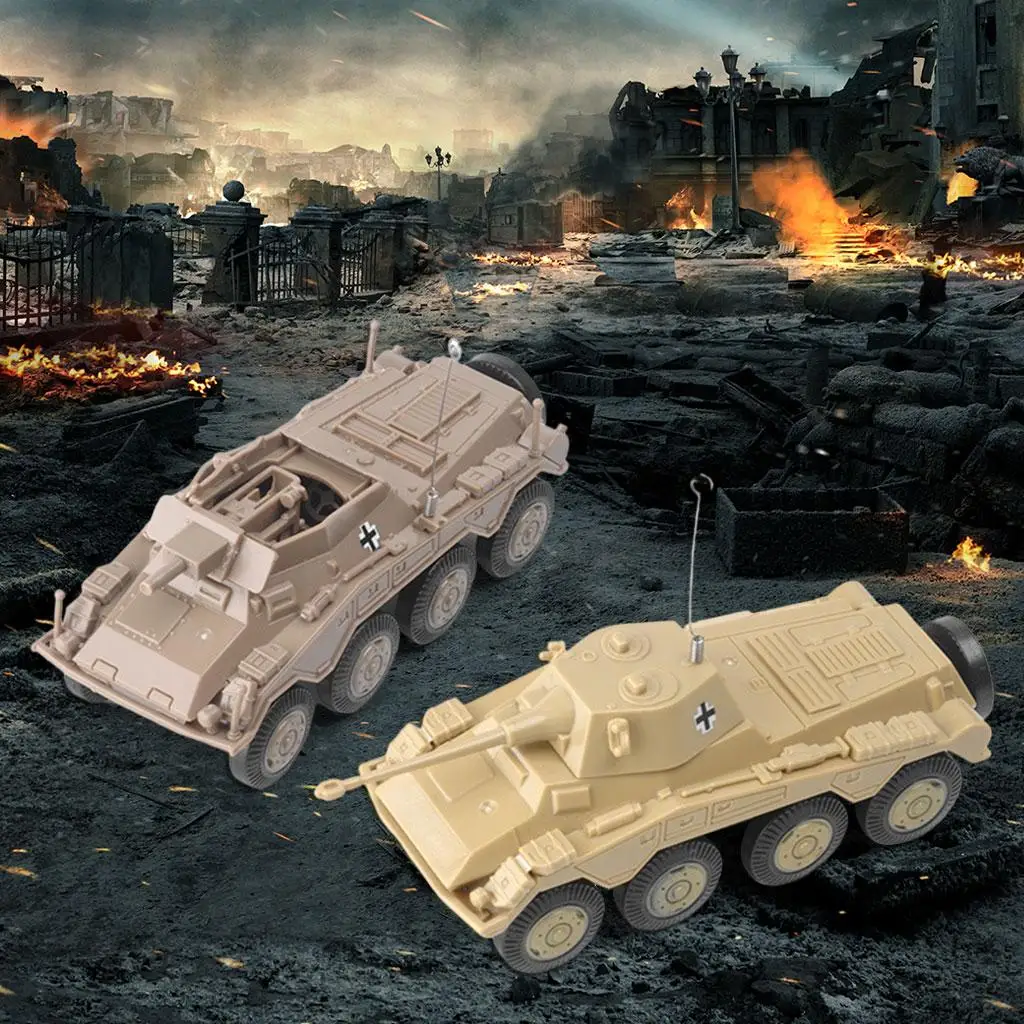 2 PCS 4D Model Kits Simulation 1/72 Armoured Vehicle Tank Play Set Keepsake