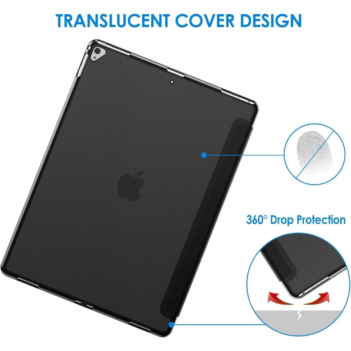 

Чехол для iPad Pro 12,9 дюйма (2/3/4/5 поколения, 2018/2020/2021/2022), чехол для планшета iPad Auto Wake/Sleep (черный)