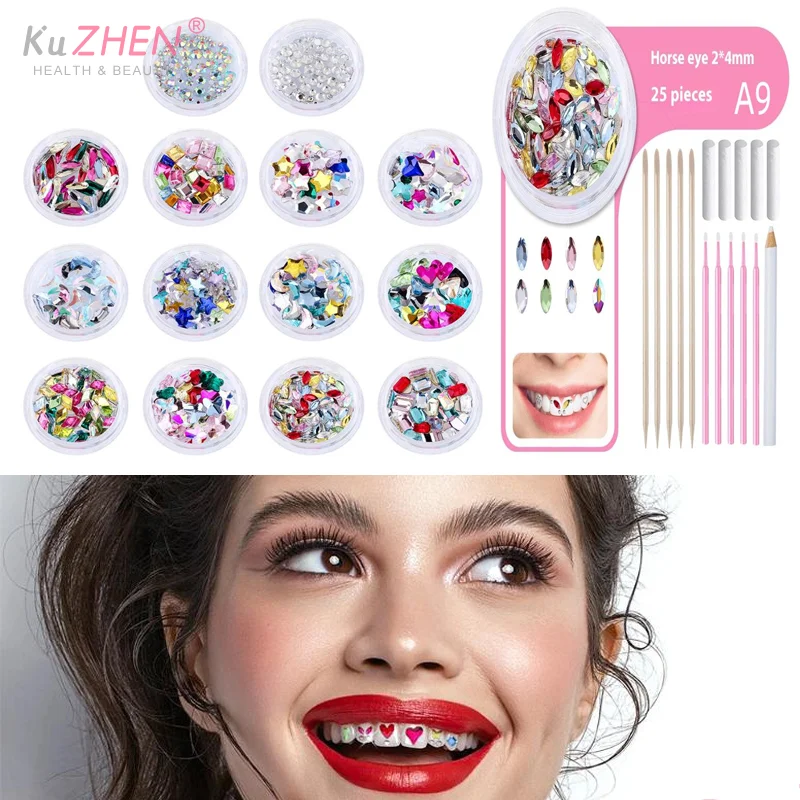 

1 Set Dental Tooth Gems Crystal Glass Diamond Butterfly Shaped Ornament Diy Tools Various Shapes Color Teeth Jewelry Decorations