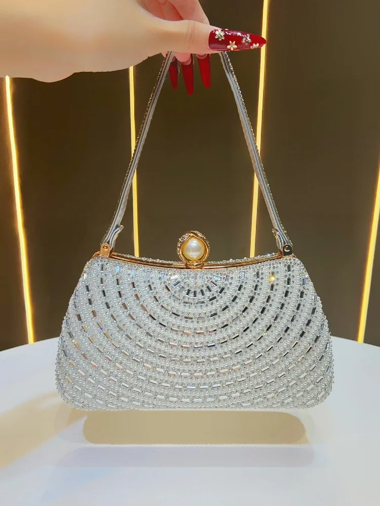 Exquisite Rhinestone Diamond Inlay Evening Bag Retro Luxurious Gold Silver Elegant Small Clutch For Women Wedding Party Handbags