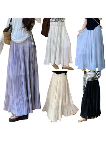 กระโปรงแม็กซี่น้ําหนักเบาของผู้หญิงพร้อมขอบเอวยางยืดและพิมพ์ลาย Boho สําหรับกิจกรรมกลางแจ้งปิกนิกในวันหยุด