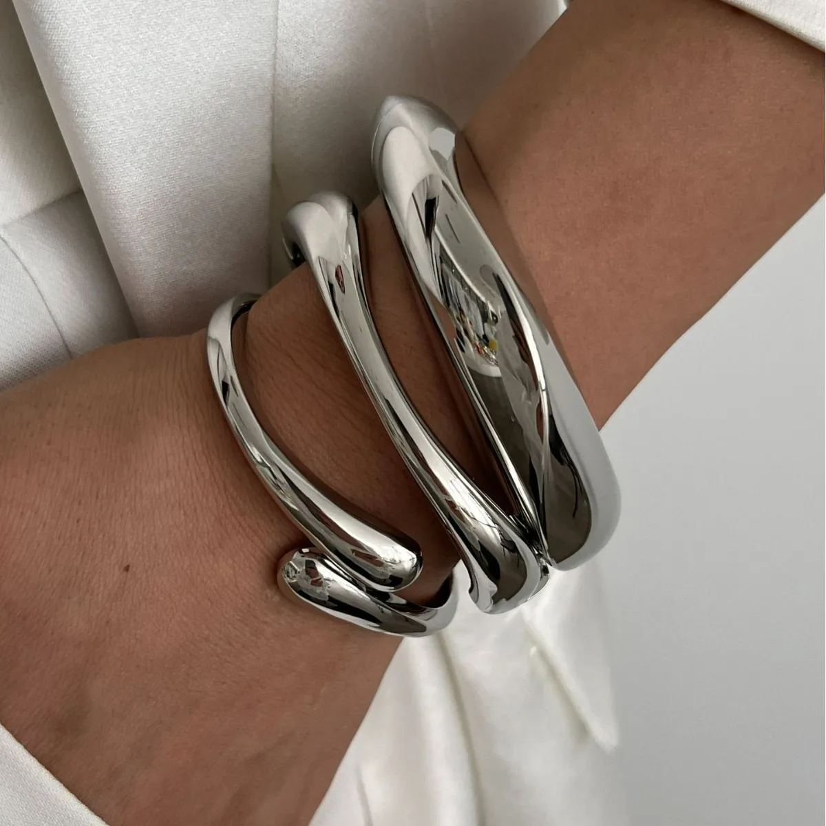 DIEZI Different Style Hip Hop Cuff Bangles Vintage Punk Gold Silver Color Geometric Spring Bangles Women Bracelets Men Jewelry