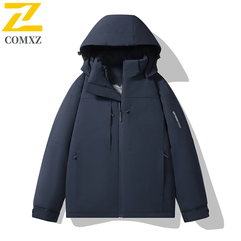 

COMXZ Chaqueta Removable Hood Graphene Heated Padded Thickened Fly Fishing Hiking Coat Travel Men's Outerwear Waterproof Coat