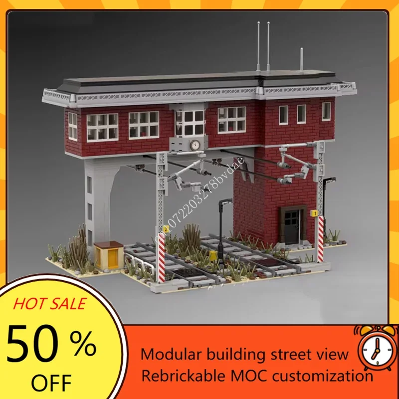 1997PCS Hot City Signal Box Modular Street View MOC Set German Interlocking Plant Creative DIY Toy Gift for Kids Birthday