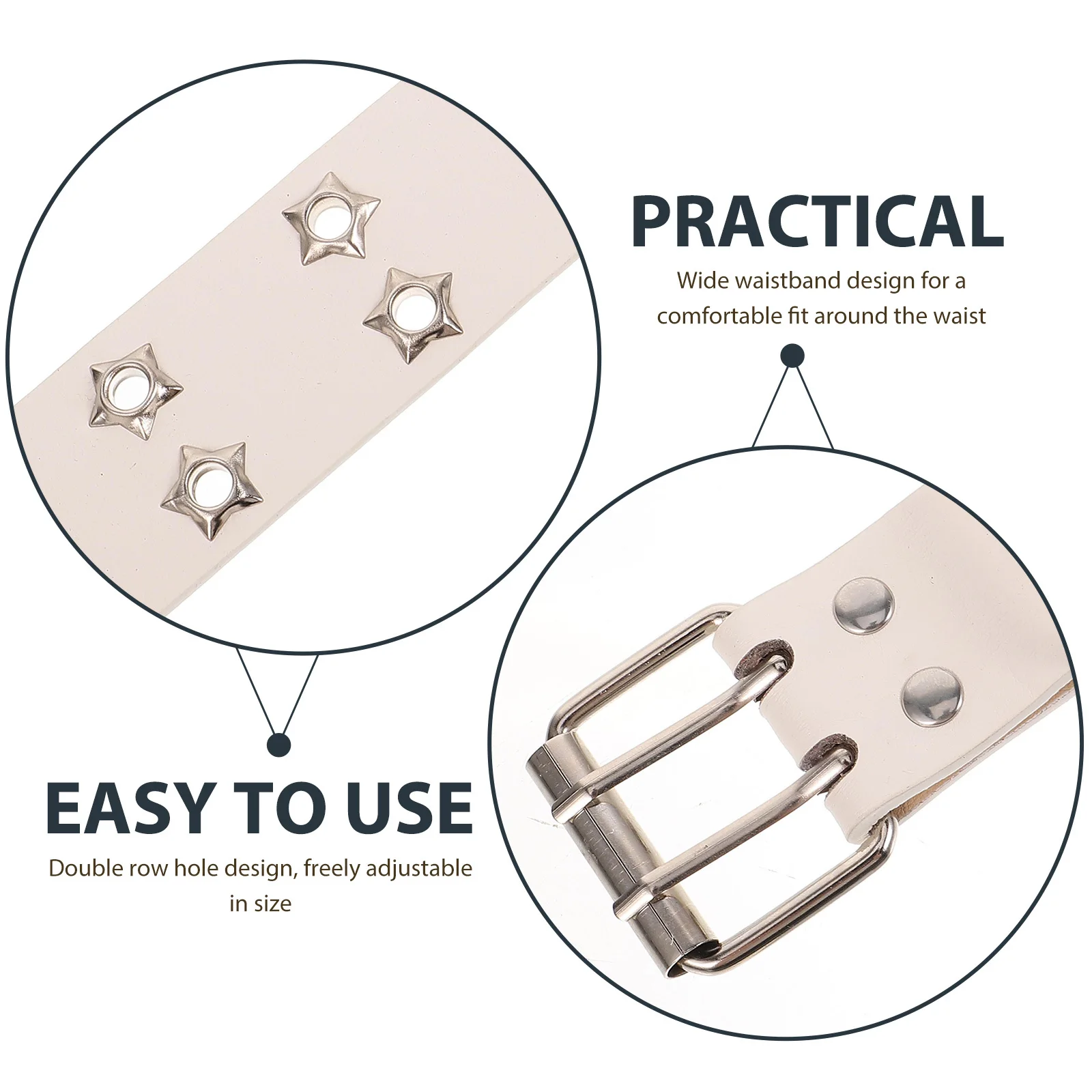 

Punk Belt Adjustable Length Classic Design Decorative Easy to Use Suitable for Different Waist Sizes Fashion Accessory