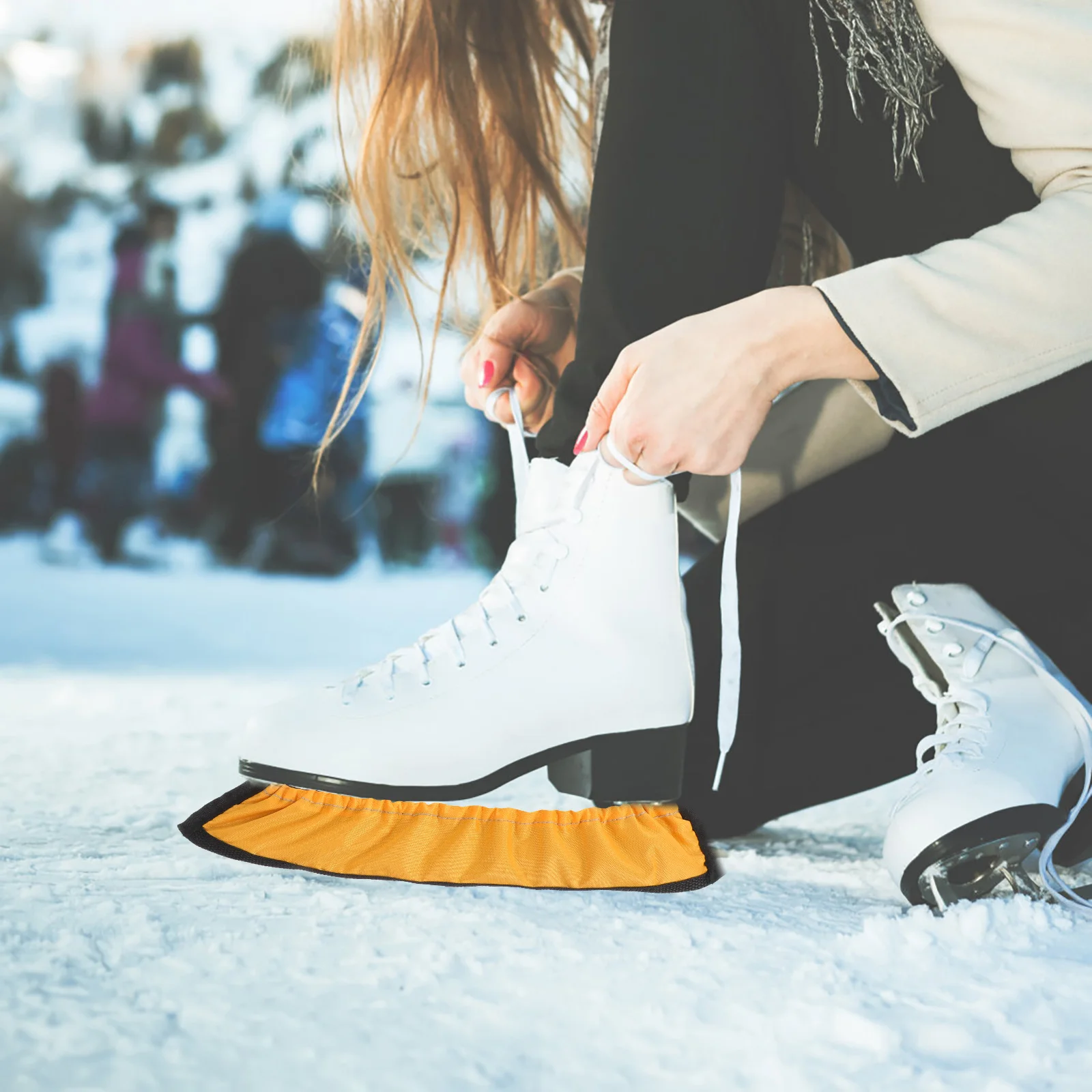

Ice Skate Guards Kids Yellow Soft Water Absorbing 420D Oxford Fleece Blades Protector Skating Shoe Cover Team Sports Practical