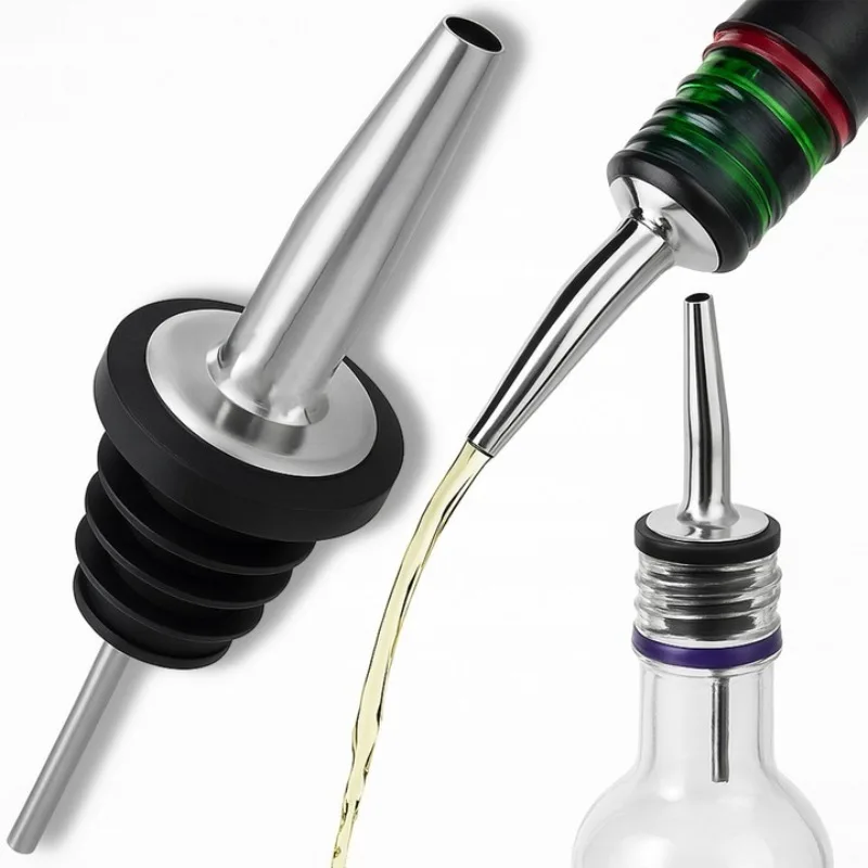 1-10Pcs Adjustable Stainless Steel Wine Bottle Stopper Pour Spout Olive Oil Pourer Nozzle Kitchen Bar Tool Drip Free Home