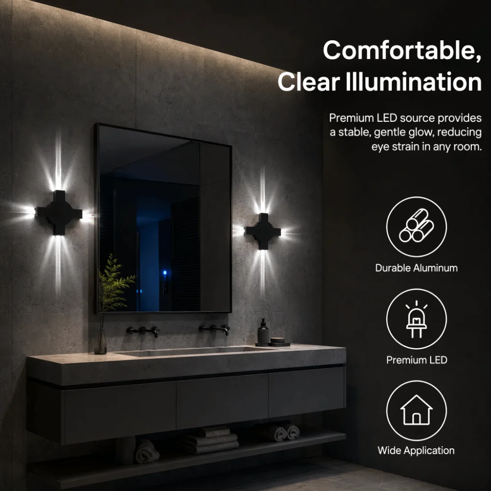 Modern Waterproof LED Wall Light White Light 4W Beam Line Wall Light Black Finish AC 85-265V Wall Light Patio