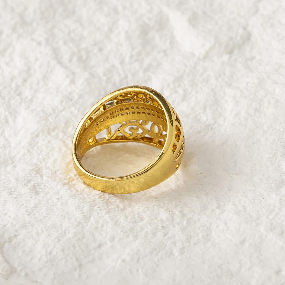 LUIZADA Vintage Türkische Fingerringe Frauen Runde Kristall Caesar Ring Gold Farbe Ethnische Hochzeit Schmuck Ring – Detail 15