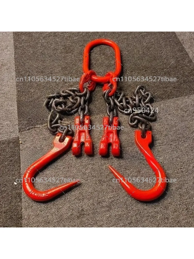 Adjustable Double Leg Lifting Chain Hook Pointed Steel Pipe Rigging Kit for Heavy Duty Lifting