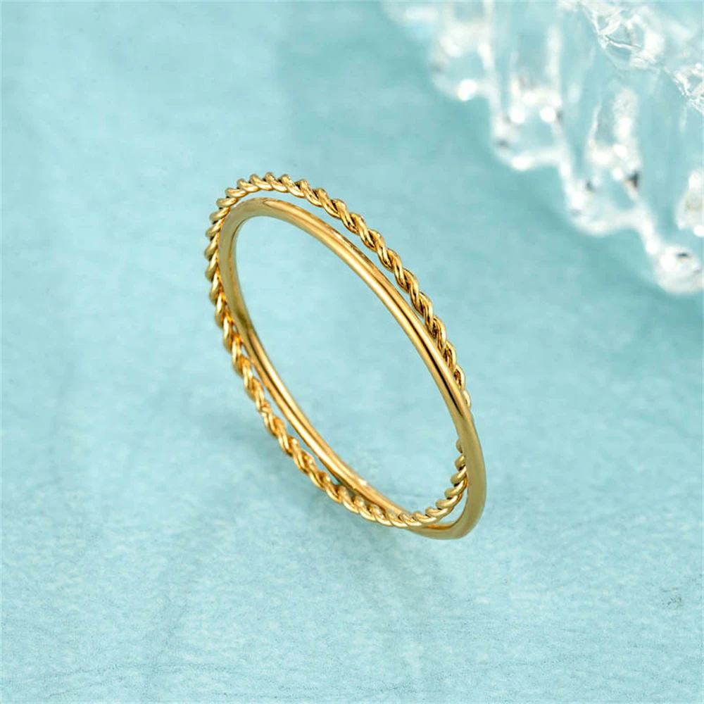 AILINFA High Quality New Twist Double Layer Rings Titanium Steel Plated 14K Gold  Rings for Women  Jewelry Anniversary Gift