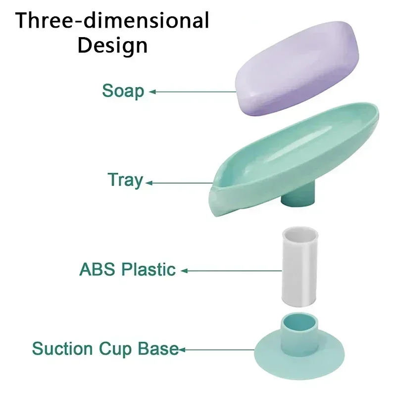 ポータブル滑り止め石鹸ホルダー葉の形の浴室のシャワー石鹸皿キッチン排水シンクスポンジ収納ラック吸盤トレイ