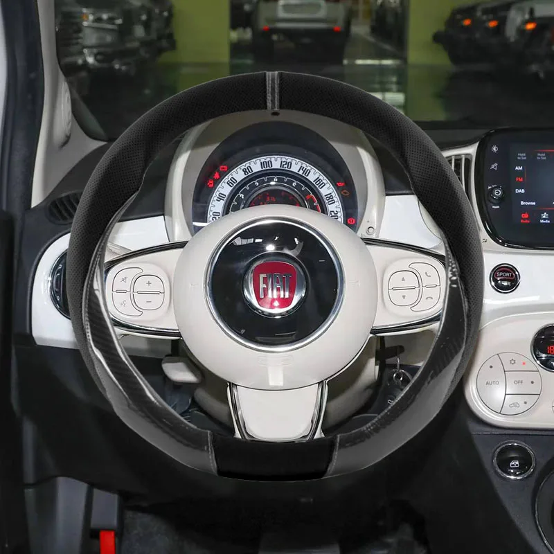 Capa de Volante de Carro de 38CM para FIAT 500 Ducato Panda Grande Punto Tipo Abarth Pulse Strada 600 500L 2008-2016 2012 2013 2014