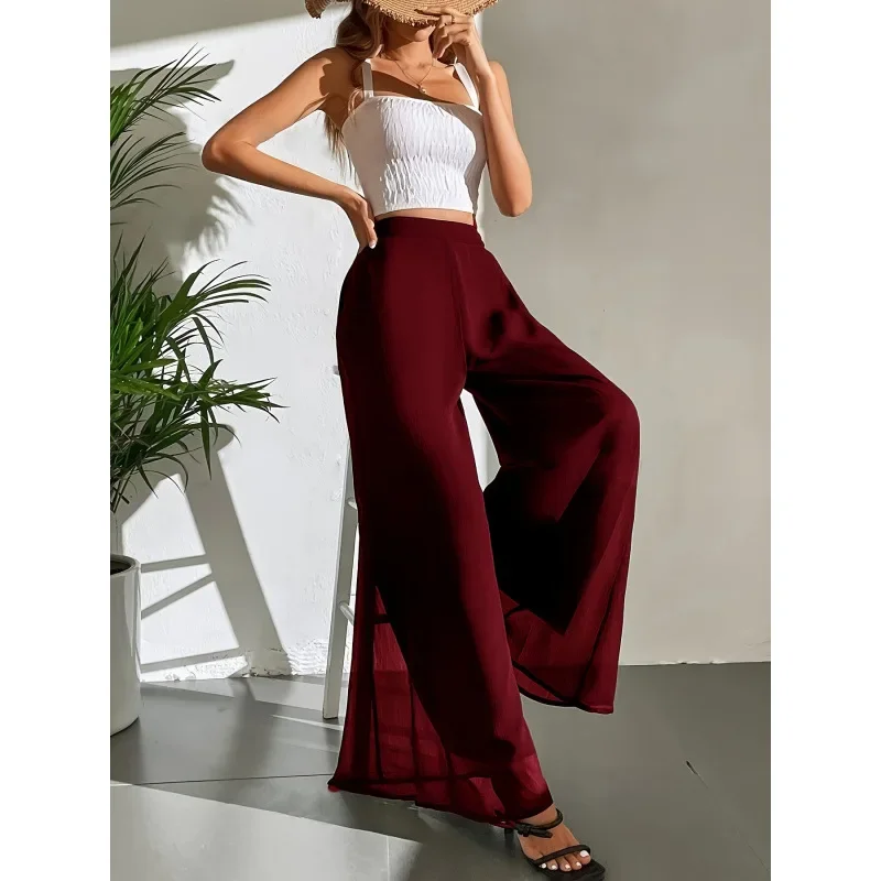 Spring Autumn Simple Fashion Solid Color 2026 Casual Wide-leg Pants Loose Trousers Women's High Waist Holiday Versatile Pants