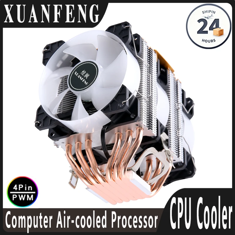 X79 X99 AM3 AM4 AM5 CPU Cooler Fan 4Pin/PWM Mute PC Twin Towers 4/6 Heat Pipe Radiator Install LGA115x 1200 1700 2011 2066 AMD