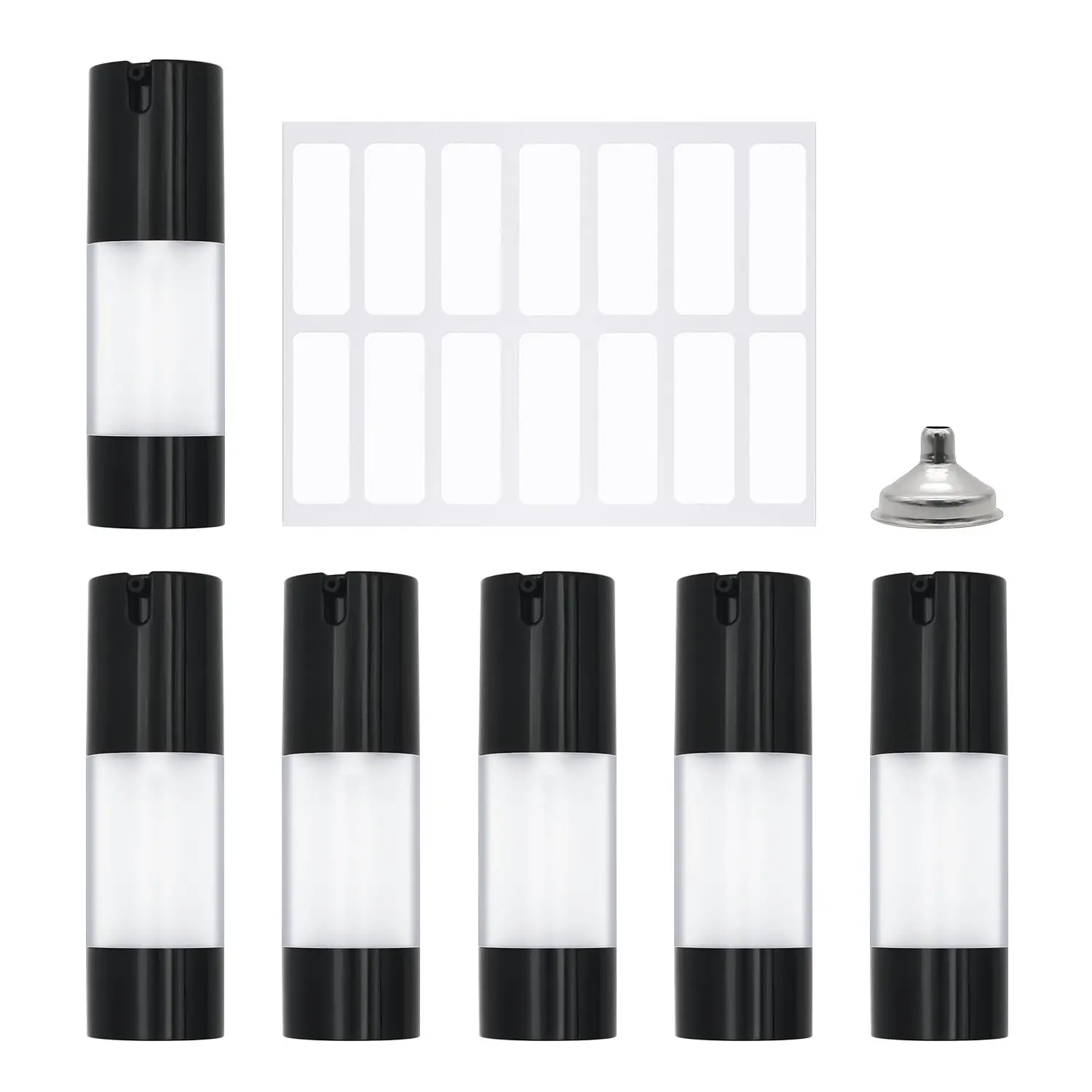 

6Pcs Airless Pump Bottles 15/30/50ml Refillable Frosted Empty Travel Size Lotion Bottles Dispenser Cosmetic Cream Containers