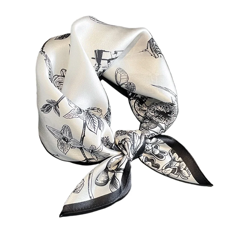 100% Silk Scarf Women 53*53cm Square Foulard Female Design Print Neck Scarf Hair Bandana Wirst Headkerchief