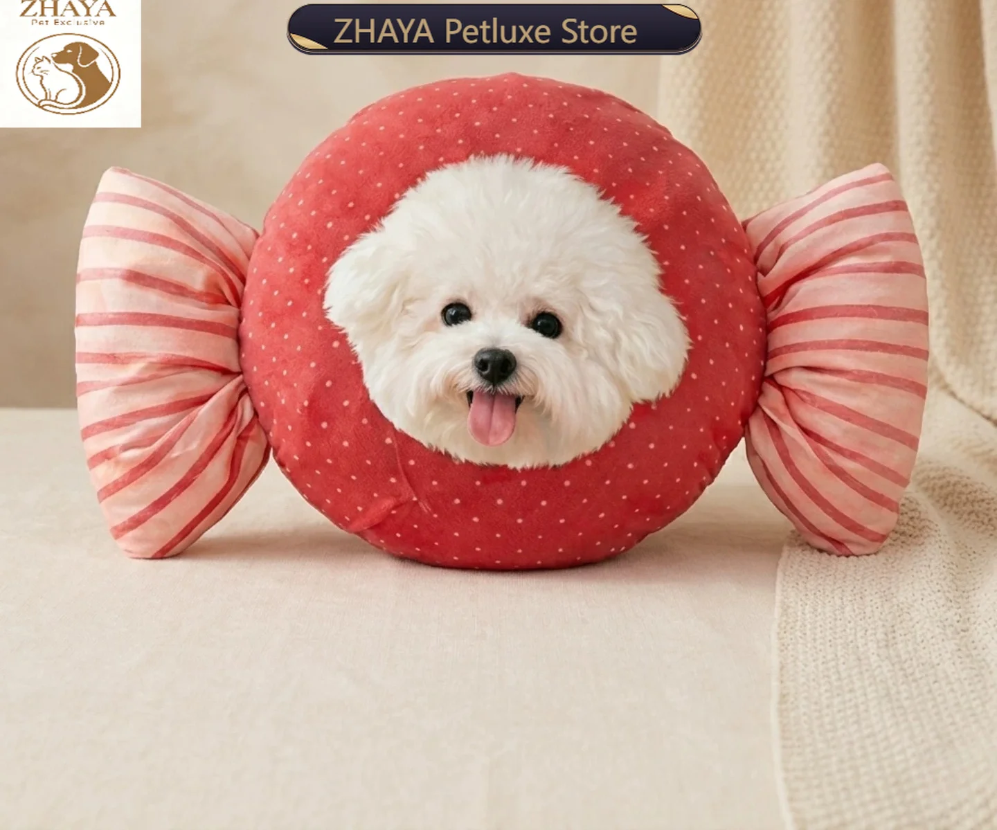 ZHAYA Custom Pet Throw Pillow Cat Dog Birthday Memorial Gift Hand Drawn Candy Shape Soft Cushion for Home Decor