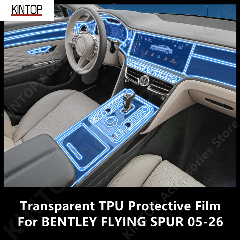 For BENTLEY FLYING SPUR 05-26 Car Interior Center Console Transparent TPU Protective Film Anti-scratch Repair Film Accessories